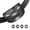 Digital display dog training collar with adjustable strap showing beep vibration shock modes