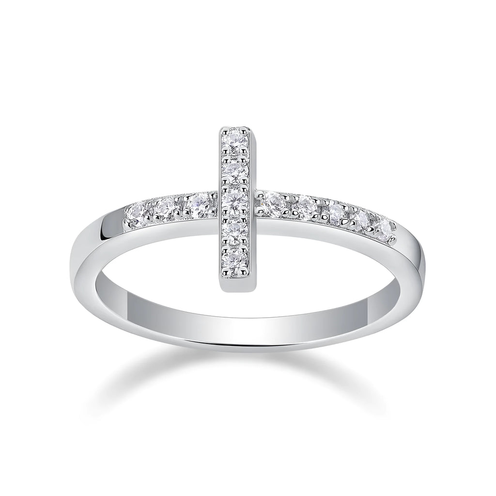 Holy Light Cross moissanite wedding ring set in S925 silver with gold plating on white background