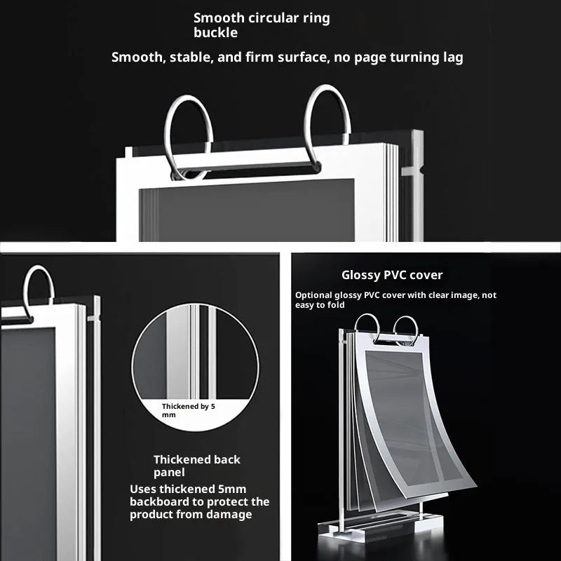 Clear acrylic display stand for place cards, available in A5 vertical 210mm x 148mm or V horizontal 132mm x 175mm