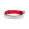 Rhinestone decorated suede velvet cat collar adjustable from 20 to 30 centimetres