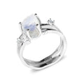 S925 silver geometric triangle moonstone ring in rose gold, white gold, or yellow gold colour finish