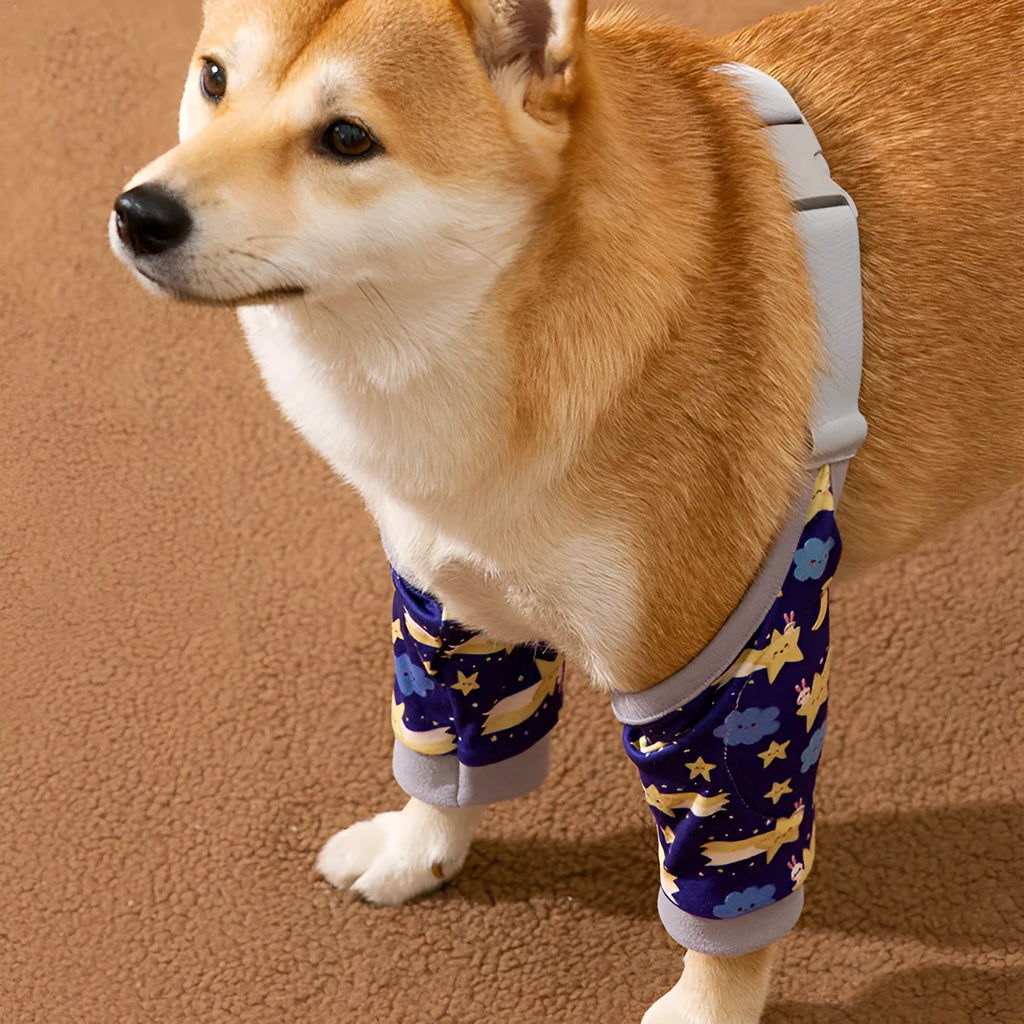 Pet knee pad anti-dirty joint protective cover for dogs in blue polyester, size L to 3XL