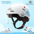 Children's blue ABS breathable helmet with mirror visor for electric bike commuting