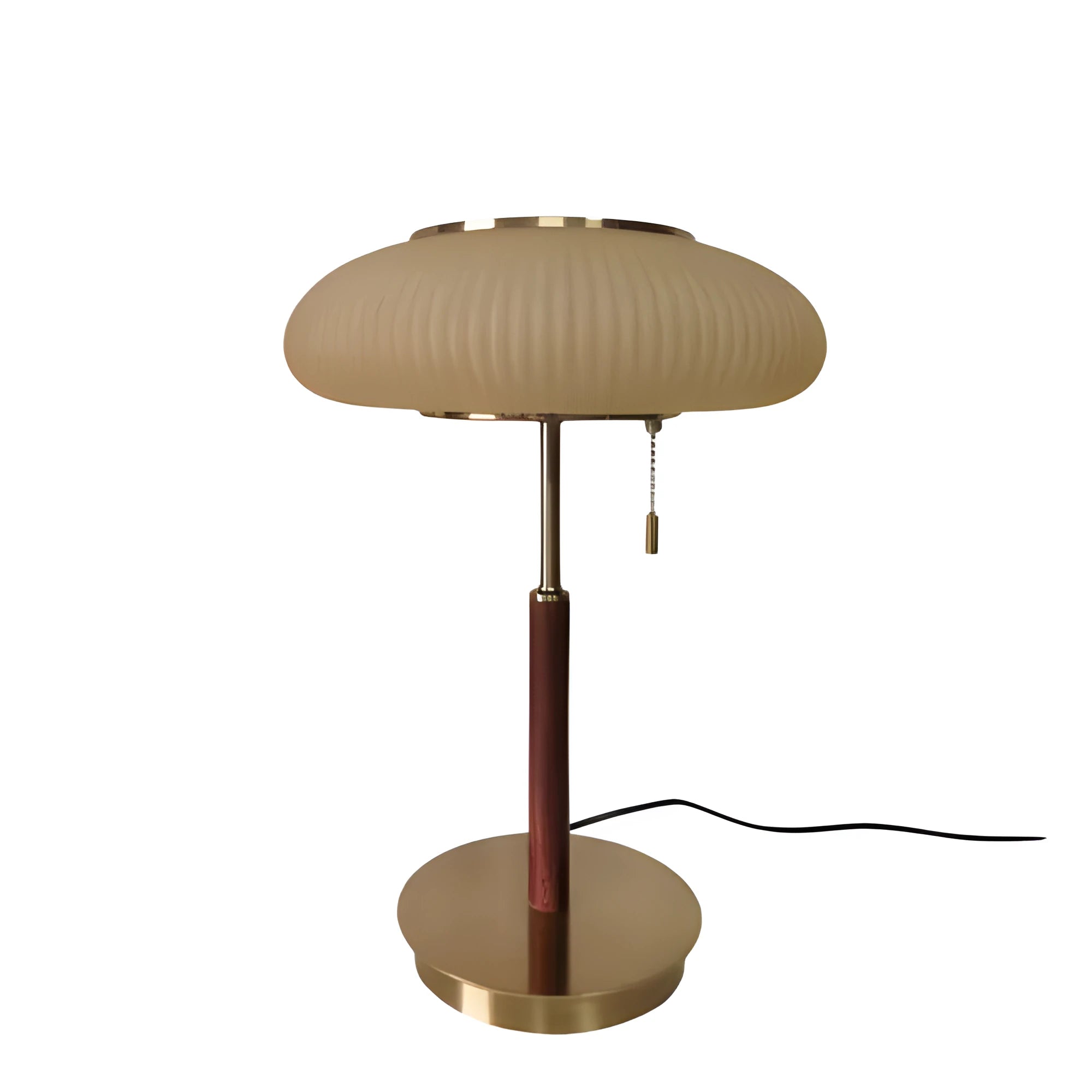 Vintage glass desk lamp with wrought iron frame, 30x40cm, tea coloured glass shade on a desk
