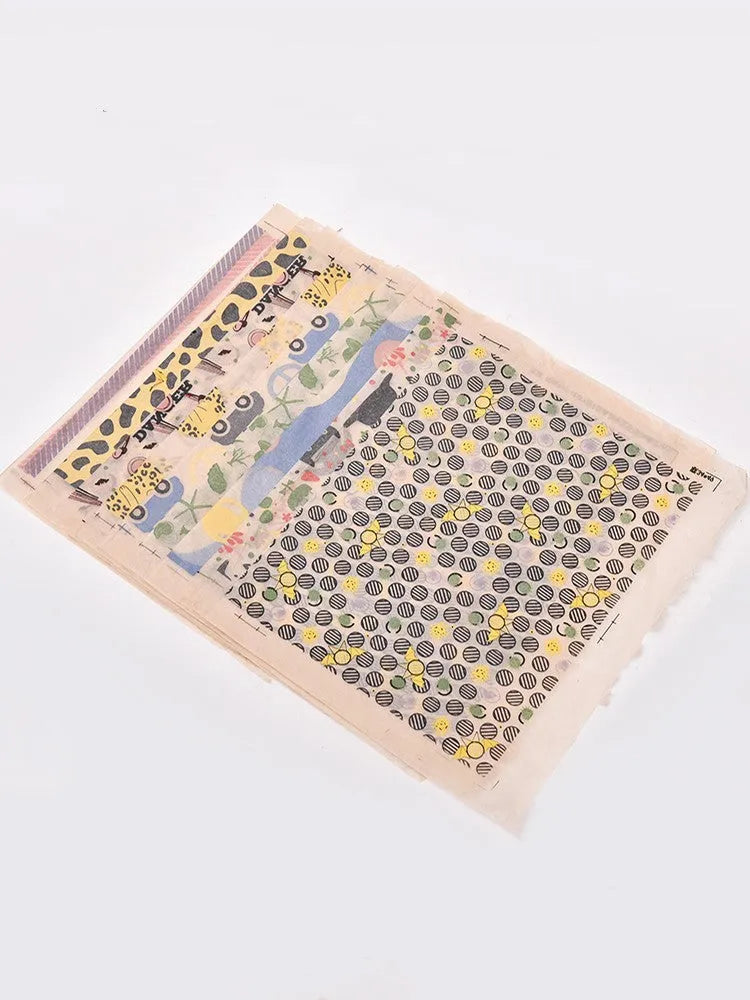 Under glaze applique pottery paste sheet, 49cm x 34cm, cartoon flower decal paper for ceramic kiln firing at 1180-1350°C