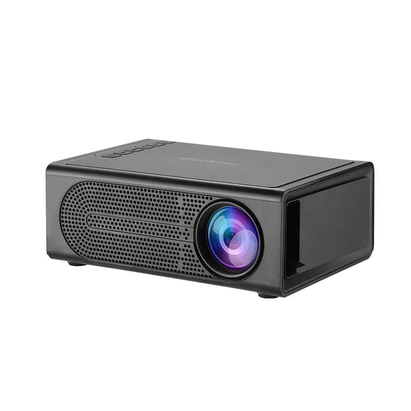 Black portable mini projector with wired connection for mobile phone projection