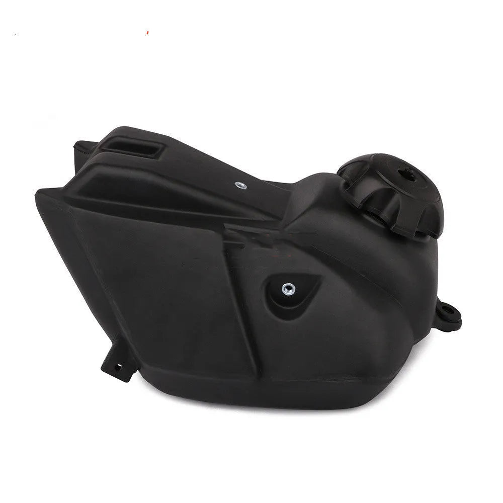 Black plastic off road motorcycle oil tank for KLX110 Tiandi version measuring 240x330x200mm
