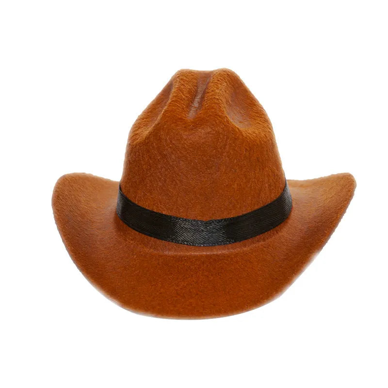British cat cowboy hat pet costume accessory in multiple colour options with velvet belt, ribbon and rope trim decorations