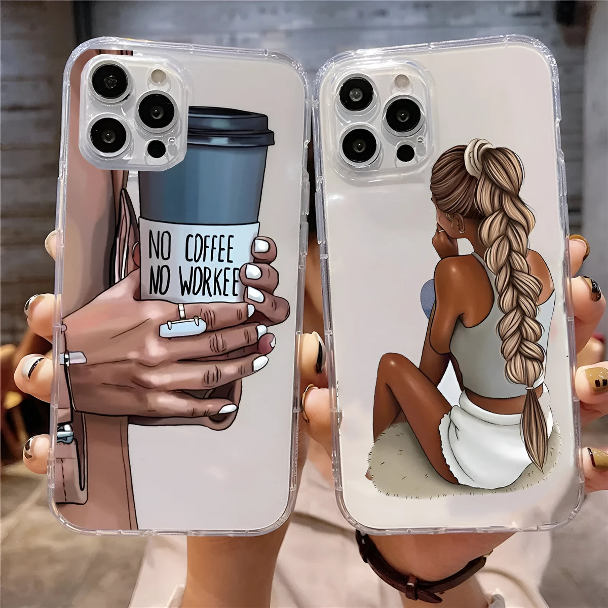 Fashion bikini girl iPhone case with braided design, soft TPU shell, fall protection, painted finish.