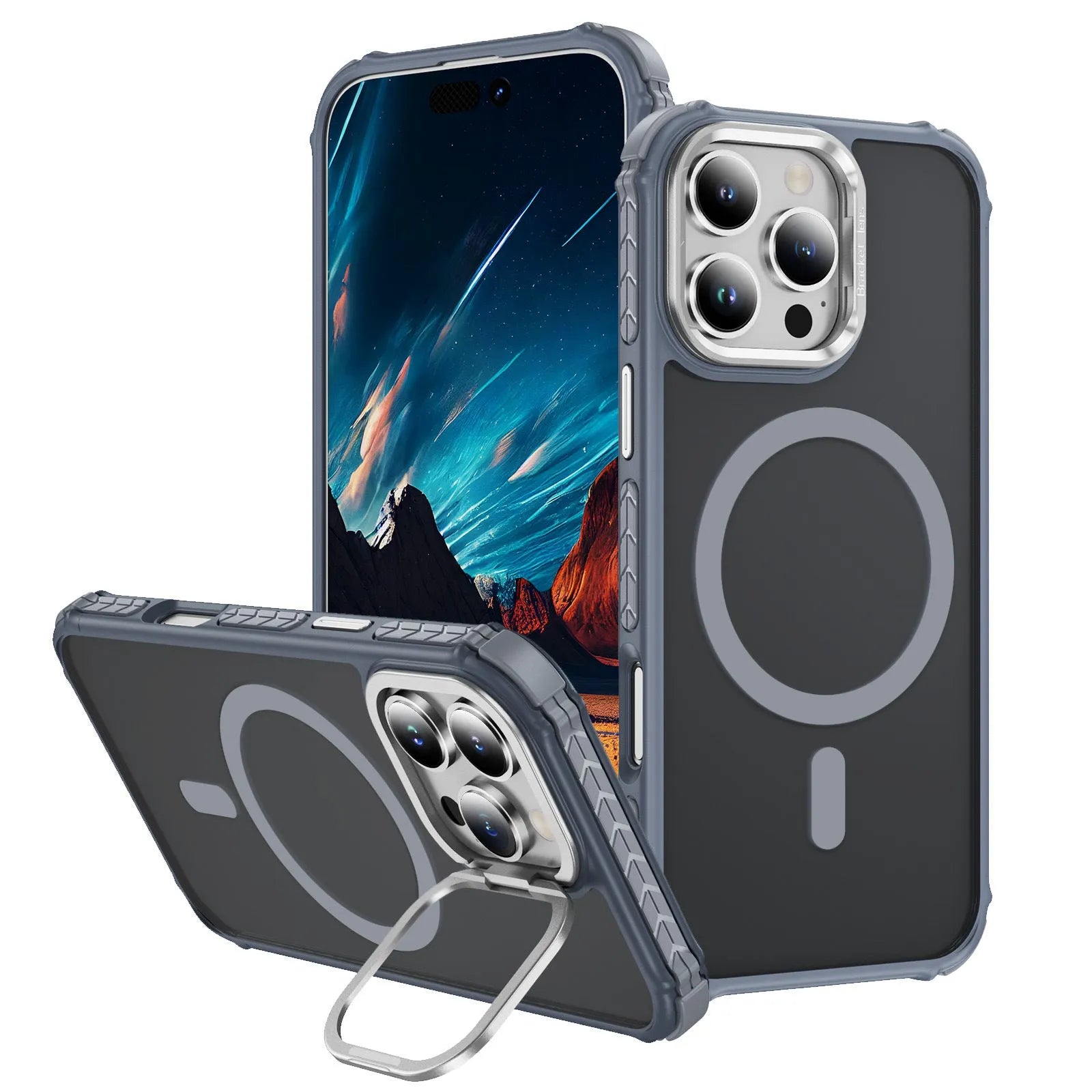 Magnetic skin-absorbing TPU PC protective back cover case for Apple iPhone in black