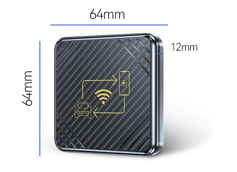Wireless CarPlay and Android Auto smart box adapter in ABS plastic with USB connection