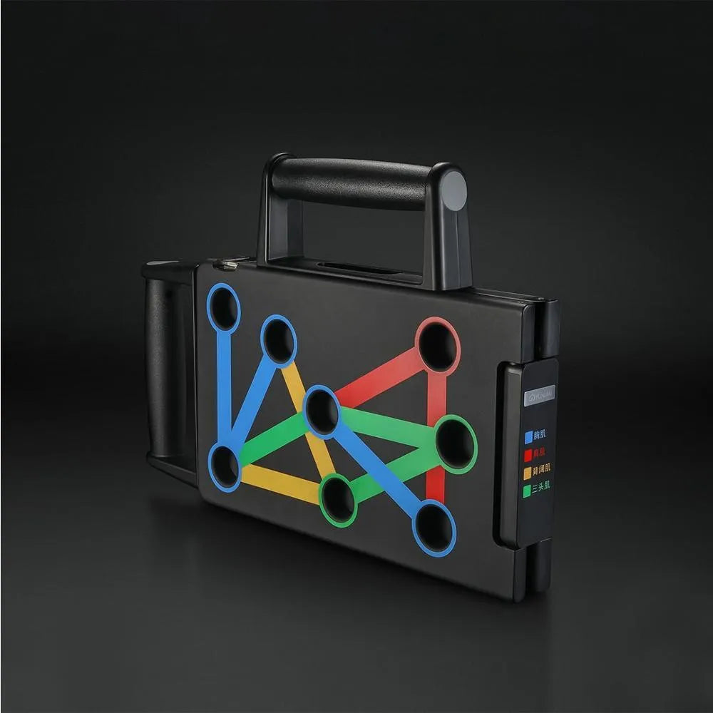 Black ABS POM push-up stand with two armrests and a 300 x 180 x 36 mm support board.