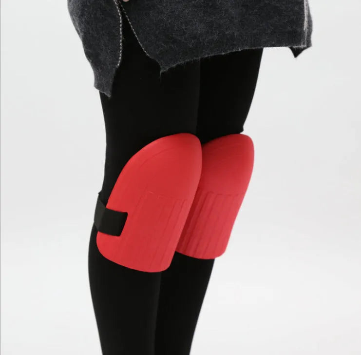 A pair of EVA foam knee pads for gardening, shown in army green colour.