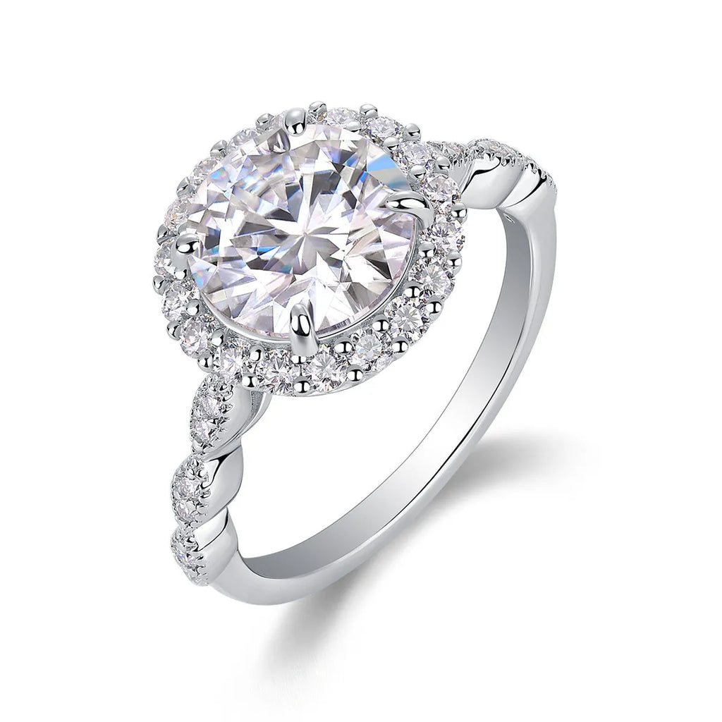 3-carat moissanite wedding ring set with S925 silver platinum plating in gift box