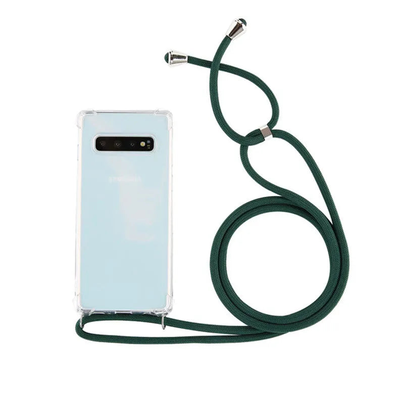 Lanyard phone case in dark grey TPU back cover for Samsung Galaxy