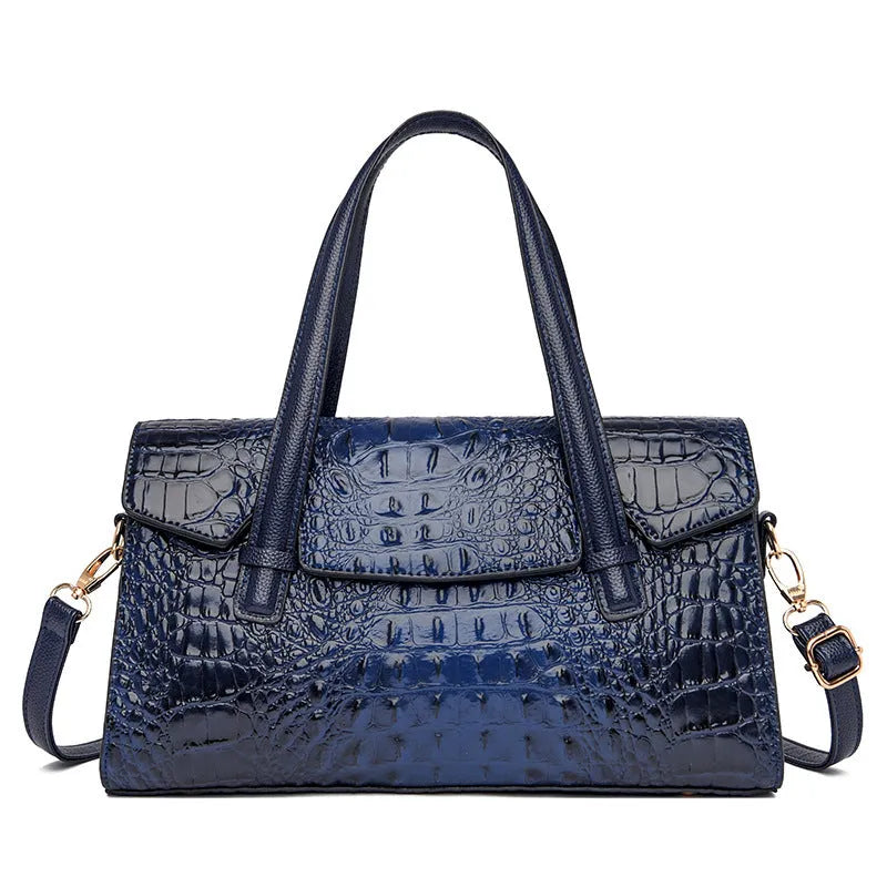 Horizontal square polyester leather messenger handbag with single shoulder strap in multiple colour options