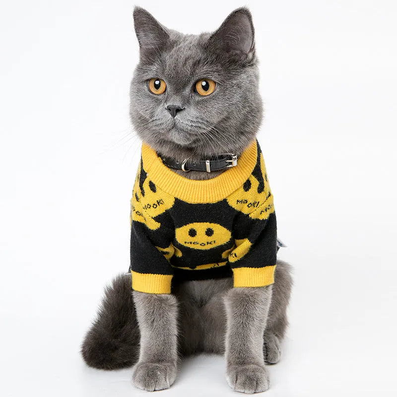 Black MK9 smile wool pet jumper for dogs and cats, sizes XXS to XXL, casual design