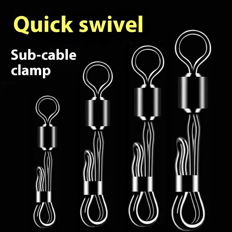 Brass quick change fishing barrel swivel with quick release 8-word ring for fast line changing