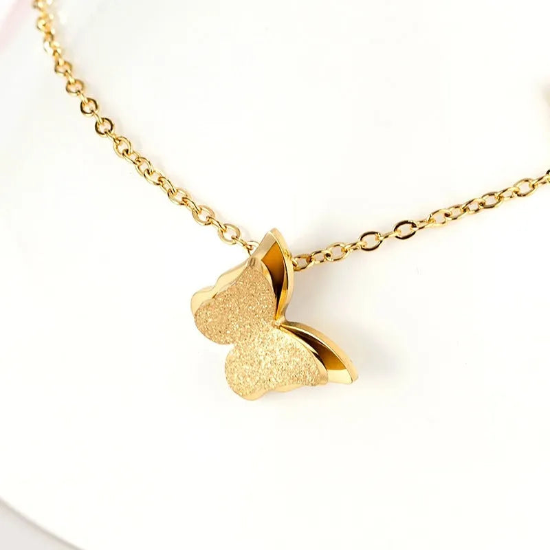 Gold butterfly anklet single chain stainless steel adjustable 21 cm plus 5 cm extension