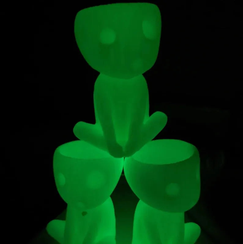 Nightglow synthetic resin succulent flowerpot, 12x7x8cm, character shape, luminous option, tabletop decoration