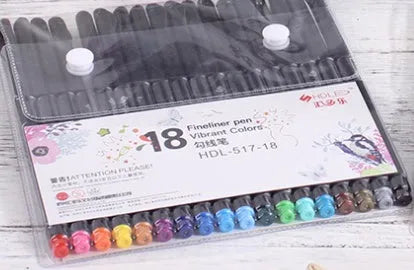 Set of watercolour pencils in 18 colours with plastic casing on white background