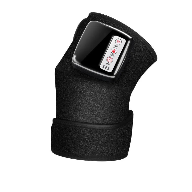 Electric infrared heating knee massager wrap with vibration and rechargeable battery on a knee joint
