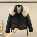 Women's loose-fitting short jacket with a stand-up collar, shown in a claret colour.