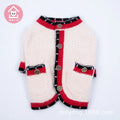 Blue wool blend dog cardigan in classic princess style shown on mannequin