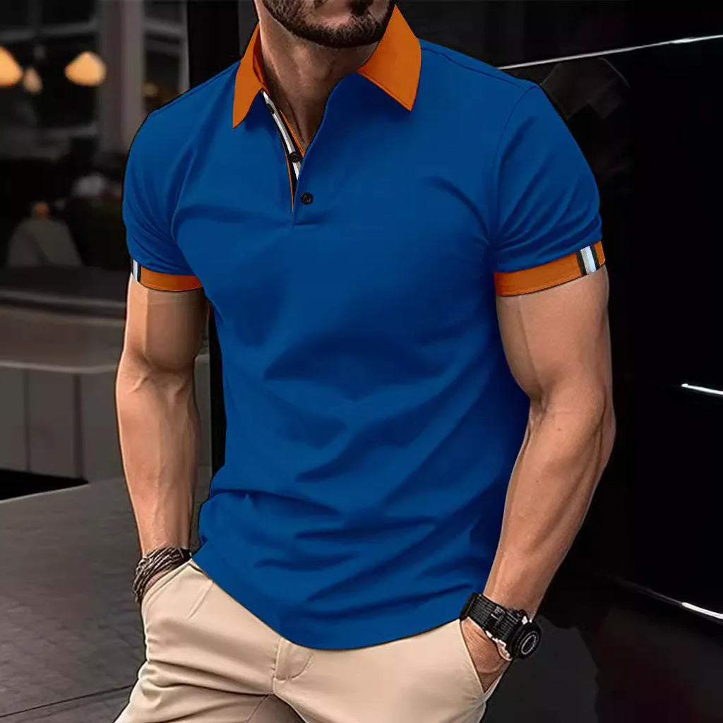 Men's casual slim-fit button shirt in plaid pattern, available in multiple colours, polyester fibre