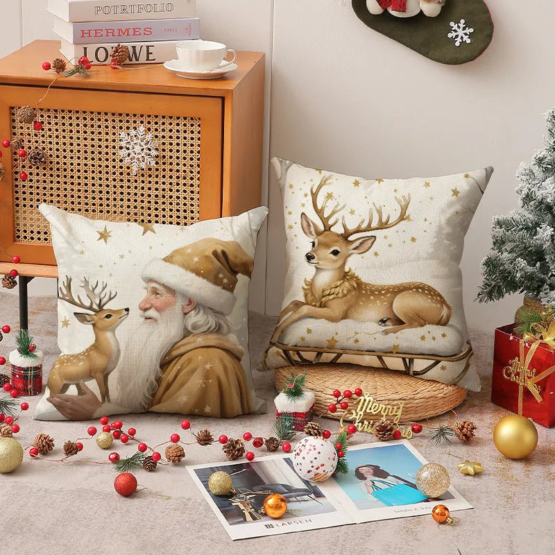 Modern linen cushion cover 45x45cm in multicolor, plain style for sofa decoration