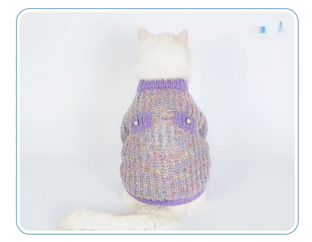Purple dog cardigan sweater for larger breeds in XL and XXL sizes, casual polyester pet clothing