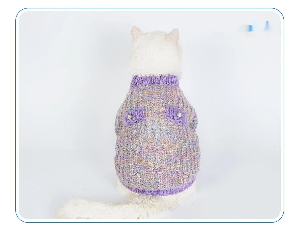 Purple dog cardigan sweater for larger breeds in XL and XXL sizes, casual polyester pet clothing