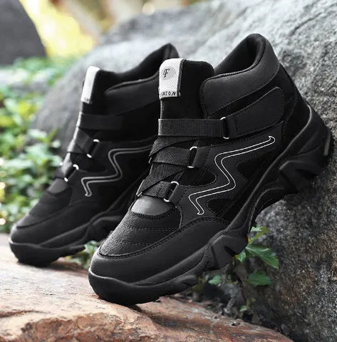 A pair of men's casual shoes shown in various colours including black, blue, brown, and dark grey.