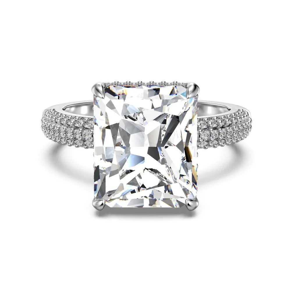 S925 sterling silver square candy ring for women in platinum colour, geometric quadrilateral shape, sizes 5 to 9