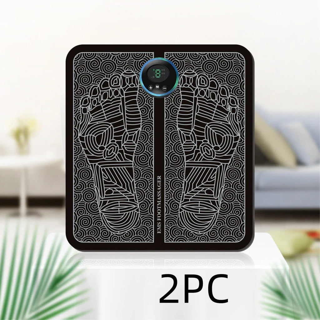 EMS foot massage pad with heat conduction, silver ion circuit printing and rechargeable battery for foot reflexology