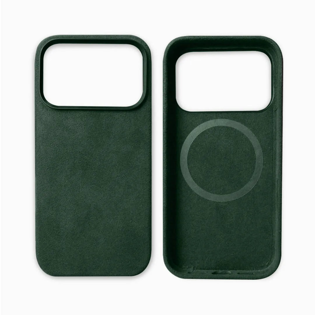 Alcantara magnetic shockproof phone case for iPhone 17 Pro Max Air in dark gray colour