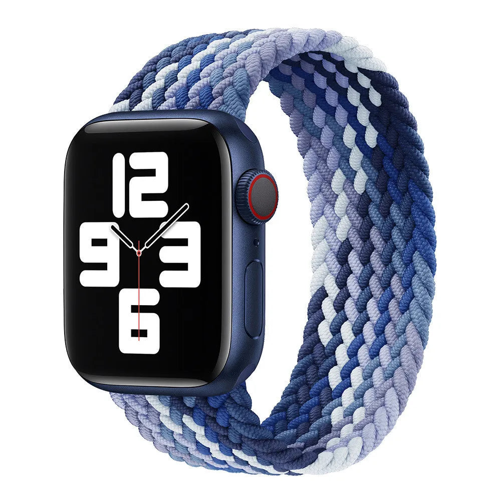 Elastic braided nylon watch strap in rainbow colours for Apple Watch 38mm to 45mm
