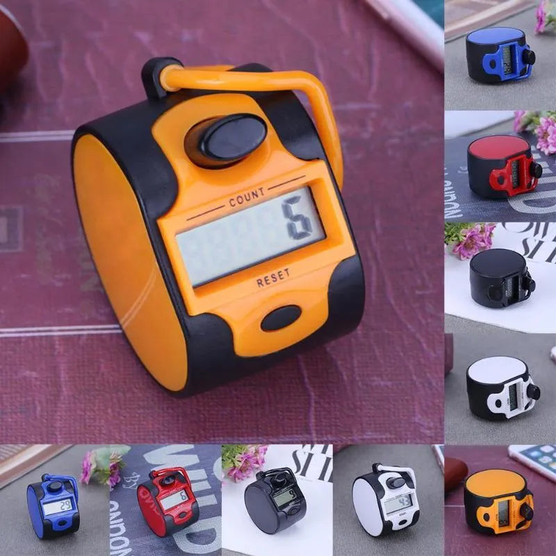 Handheld 5 digit electronic tally counter with zero clearing switch and large LCD display, for people flow statistics.