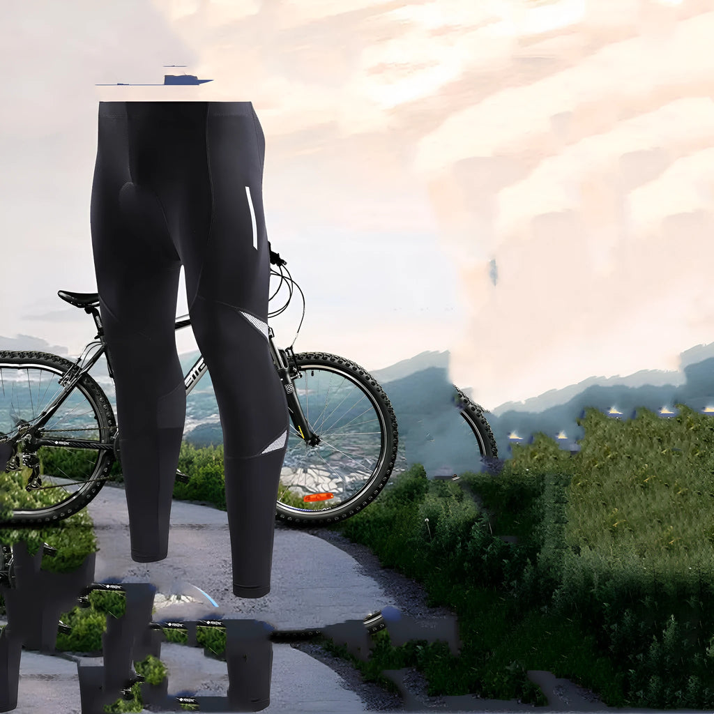 Men's black breathable quick-drying mountain bike cycling tight trousers with moisture-wicking fabric