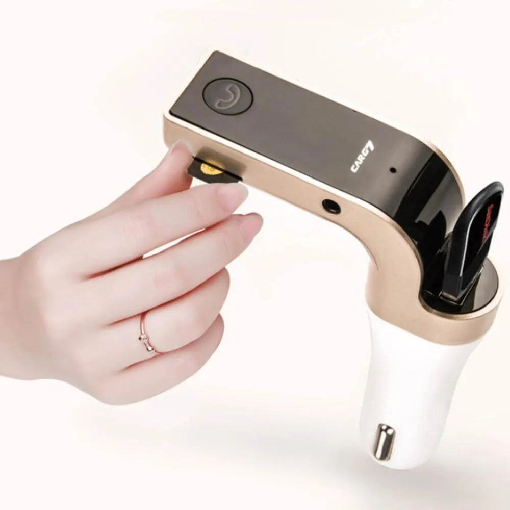 Vehicle Bluetooth receiver FM transmitter for car 12V USB charger hands-free calling in black colour