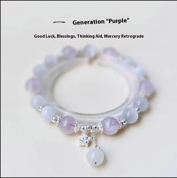 Opal amethyst crystal moon bracelet larger than 20mm with handmade freshly baked elements