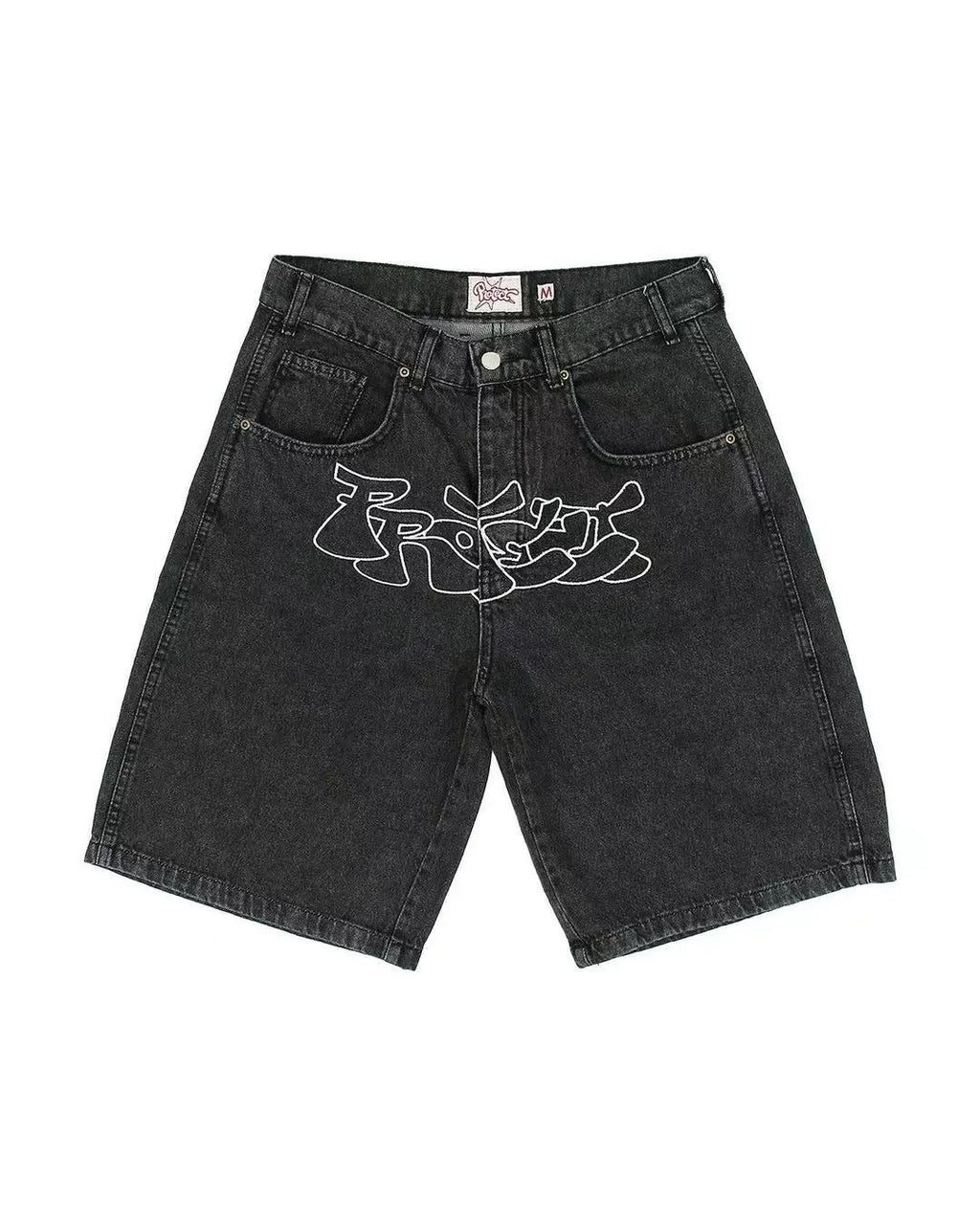 Men's hip hop style denim shorts with straight leg and micro elastic fabric