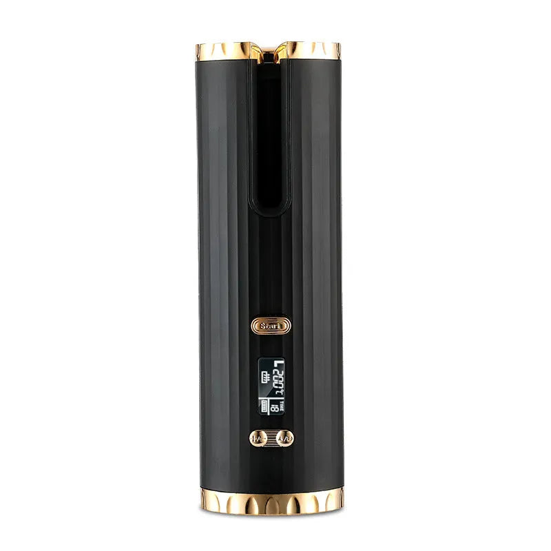 Rechargeable automatic hair curler with LCD display in black, pink, pinkgrey or white colour