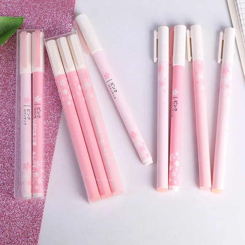 Sakura gel pen set showing 0.35mm and 0.5mm fine point pens with plastic bodies and metal refills