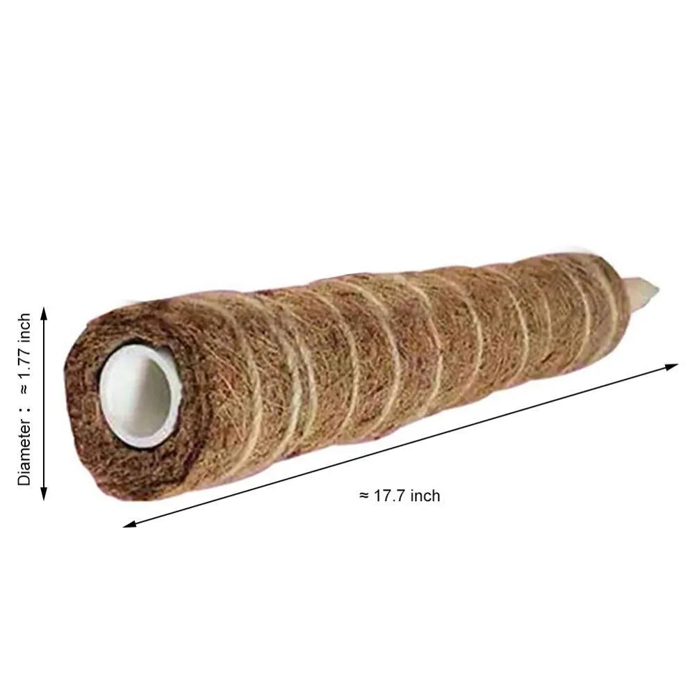 Coconut palm moss pole plant support stick, 17.7 inch wooden pole with natural coconut fibre wrap