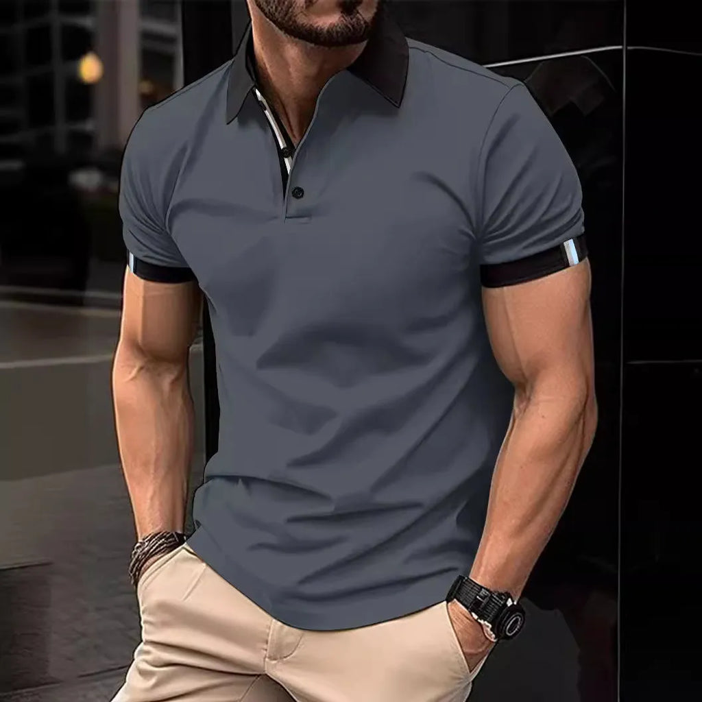 Men's casual slim-fit button shirt in plaid pattern, available in multiple colours, polyester fibre