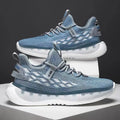 Men's low-top mesh sneaker in light grey with flat rubber sole and front lace-up.