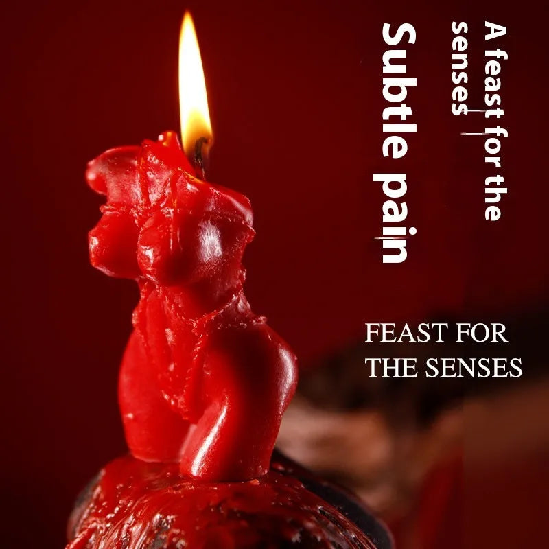 9i Smsexy low-temperature soy wax sensual massage candle in Rose Red colour with bikini shape.