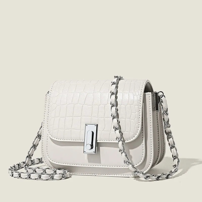 Women's black PU leather cross-body shoulder bag with phone pocket and square shape