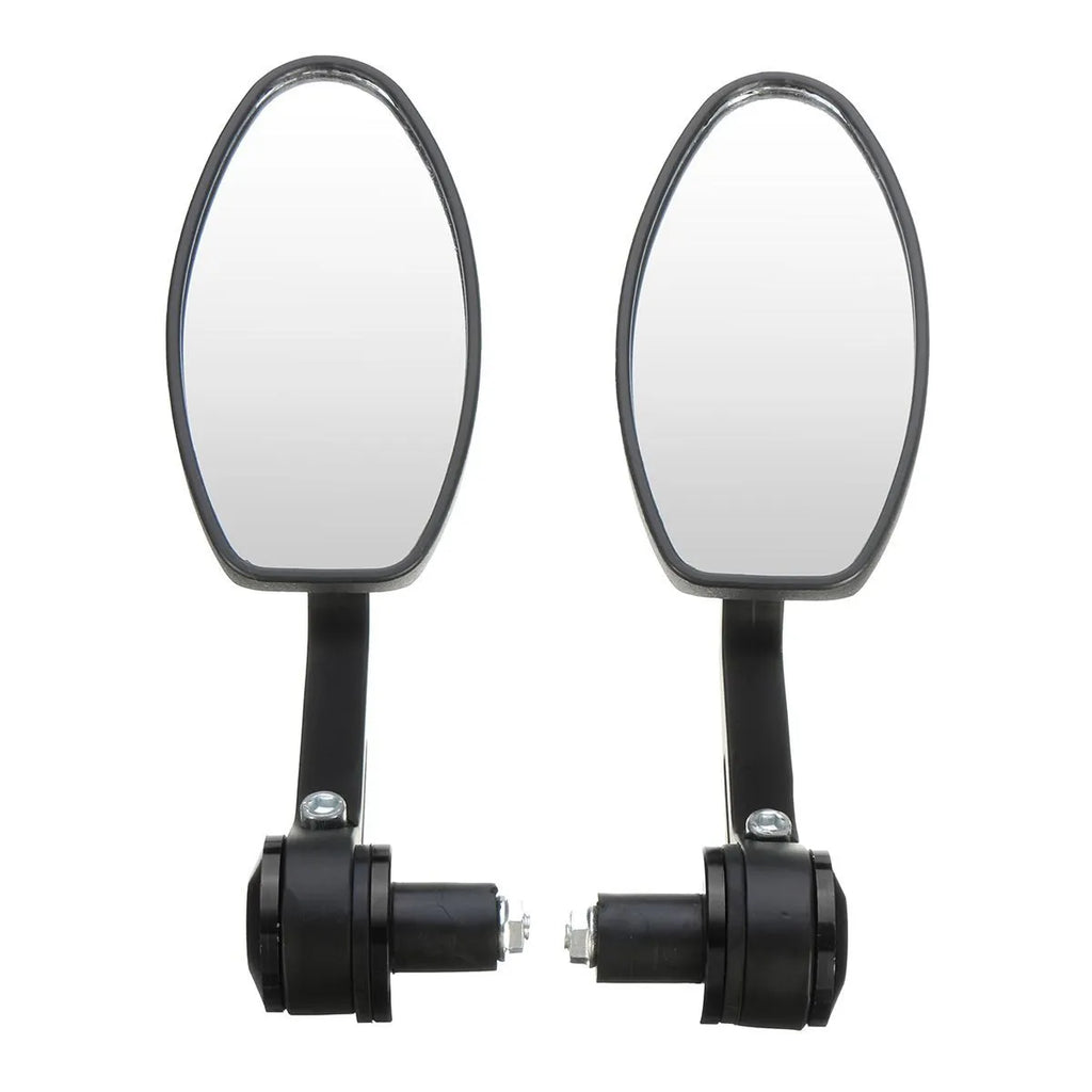 Pair of universal 7/8 inch motorcycle bar end mirrors with 190mm convex anti-glare lens and aluminium body, available in multiple colours